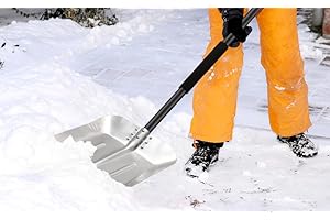 BEBECOME Snow Shovel for driveway-50 inch Aluminum Stainless Steel Lightweight Portable Sports Utility Forklift Trunk Camping Garden Beach Cleaning House Large Emergency