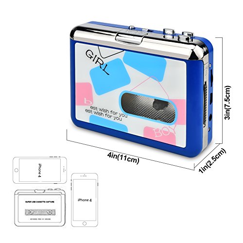 DIGITNOW Cassette PlayerCassette Tape to MP3 CD Converter Via USB,Portable Cassette Tape