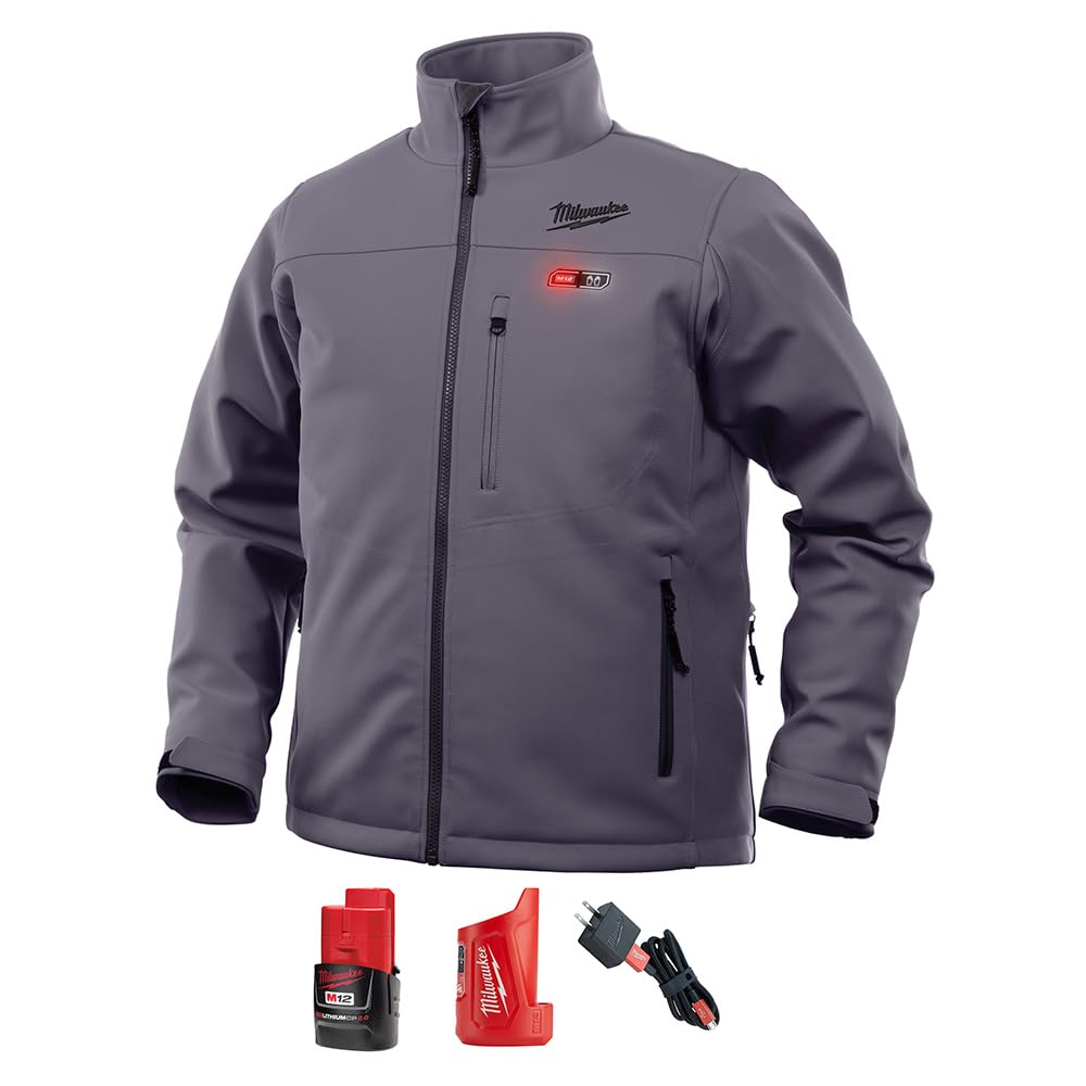Kit de chaqueta térmica Milwaukee M12 - Batería y cargador incluidos (XL, gris)