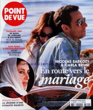 Amazon Fr Point De Vue No 3102 Du 02 01 2008 Nicolas Sarkozy Et Carla Bruni E Route Vers Le Mariage Benazir Bhutto La Legende D Une Dynastie Maudite Palmares