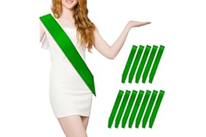 MDOZQ 12 Pcs Blank Satin Sash Party Favors Green Sash Plain Sash Pageant Sash Satin Sash Sash to Decorate Sashes for Birthday, Wedding, Graduation, DIY, Beauty Pageant, Hen Party, Homecoming