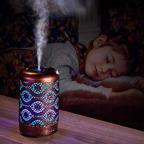 Aromatherapy Humidifier with Essential Oil - Soothing Metal Humidifiers with Essential Oils, Cool Mist Humidifiers with Essential Oils, Aromatherapy Diffuser Humidifier for Bedroom