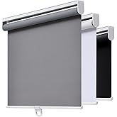 AOSKY Cordless Roller Shades Blackout Blinds for Windows Room Darkening Rolled Up Shades with Spring System, UV Protection Window Shades Door Blinds for Home and Office (23" W x 72" H, Grey)