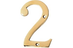 A10SHOP Motif 4-Inch Solid Brass Lacquered Polished Mailbox Numbers House Numbers For Outside House Numbers Address Sign For Door, Outdoor Decor (Number 2)