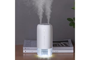 JISULIFE Small Humidifier, 500ml Portable Travel Humidifier, 3600mAh Battery Operated Humidifier for Car Desk Home Office, Auto Shut-Off, Dual Mist Ports, Whisper Quiet - White