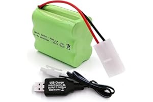 Gecoty 7.2V 2400mAh Rechargeable Batteries, Ni-MH AA Battery Pack with Tamiya Plug and Charge Cable for RC Truck, RC Boat, RC Tank