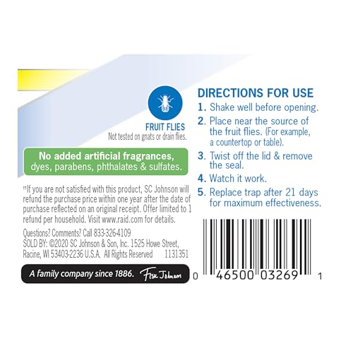 RAID ESSENTIALS FRUIT FLY TRAP FOR INDOORS, MADE WITH ESSENTIAL OILS, CHILD AND PET SAFE, 5.4 OZ