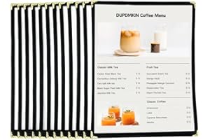 DUPDMKIN 12 Pack Menu Covers 8.5 x 11 Inch, 1 Page 2 View Menu Holder, Menu Sleeves for Restaurant, Cafe, Bar