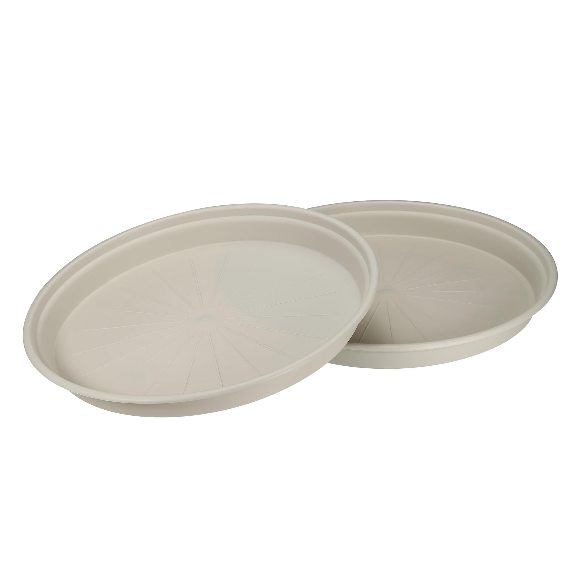M METERXITY 2 Pack Planter Saucers - Plastic Plant Tray Flowerpot Drip Trays Round Apply to Outdoor/Garden (14 Inch, Light Grey)