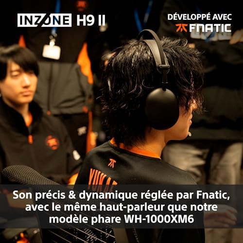 INZONE H9 II - Casque Gaming PC sans Fil à réduction de Bruit Sony, léger, Micro cardioïde IA détachable, 2,4 GHz et Bluetooth, Housse Souple, pour PC, PS5, Switch et Mobile, Noir