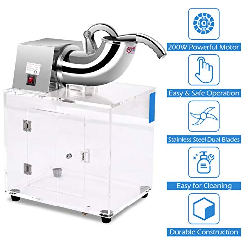 Costzon Ice Shaver Machine, Stainless Steel 110V Electric Ice Crusher with Dual Blades, 440lbs/H