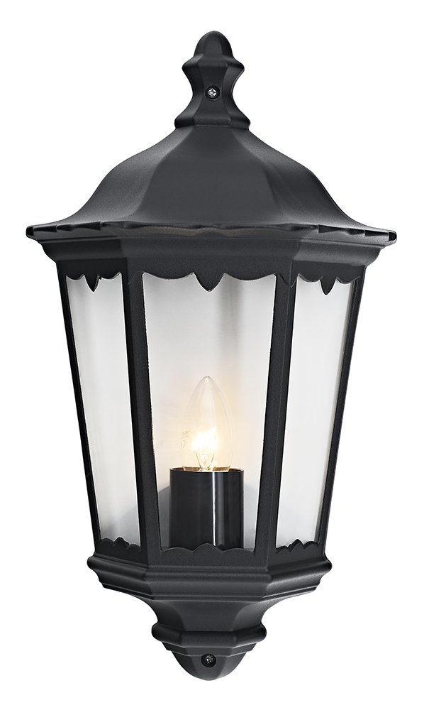 Happy Homewares Traditional Black Cast Aluminium Outdoor Lantern Wall Light
