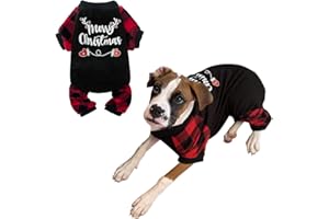 BINGPET Dog Pajamas Plaid for Small Medium Large Dogs, Soft Comfortable Dog Sweater Warm Winter Clothes Classic Plaid Puppy Pajamas, Pet Onesie with Feet