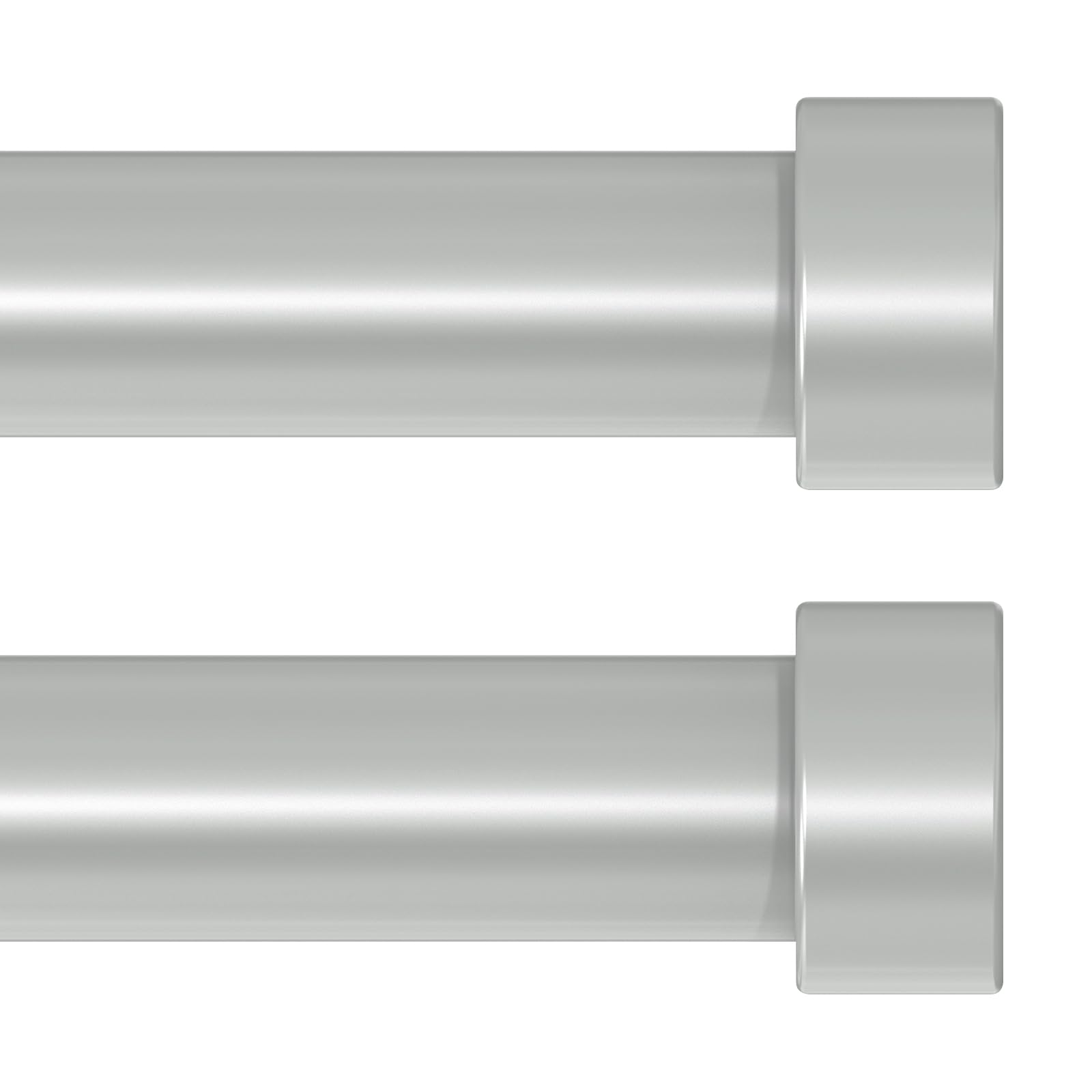 Photo 1 of VOIIY 2 Pack Curtain Rods for Windows 18 to 45 Inch(1.5-3.75 Feet),Silver 1'' Diameter Drapery Rods with End Cap Style Design,Modern Adjustable Heavy Duty Curtain Rod,Size:18''-45''