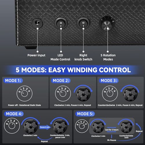 Watch Winder for Automatic Watches, Hightall Luxury Automatic Watch Case Box with Whisper-Quiet Motor, Anti-Scratch Memory Foam, Black 35 * 24 * 21Cm