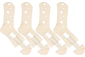 NULYLU 4pcs Wooden Sock Blockers Adjustable Size Wooden Sock Display Stand for Knitting Crochet DIY Foot