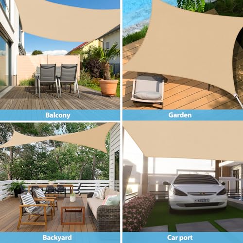 Rectangular Shade Sail, 4 x 5 m, 99% UV Protection, Waterproof, Quick Heat Dissipation, Resists High Tensile Forces, Shade Awning for Patio Outdoor Garden