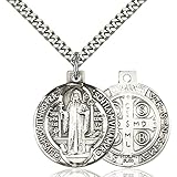 Sterling Silver St. Benedict Pendant 1 x 7/8 inches