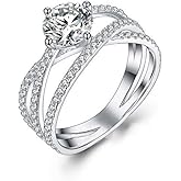 yuruyi S925 Sterling Silver Rings for Women, Stacking Adjustable Rings for Women Round Cubic Zirconia Bands Thumb Finger Ring,Unique Design Statement Ring for Women