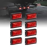 8pc 2.5" 2.5" Red LED Trailer Marker Light w/Black