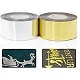 ZONEPACK Hot foil Stamping Paper Leather Fabric PU Glitter Decorative Artificial Metal Leather for Sewing Material Leather Skin Gold and Sliver (3CM)