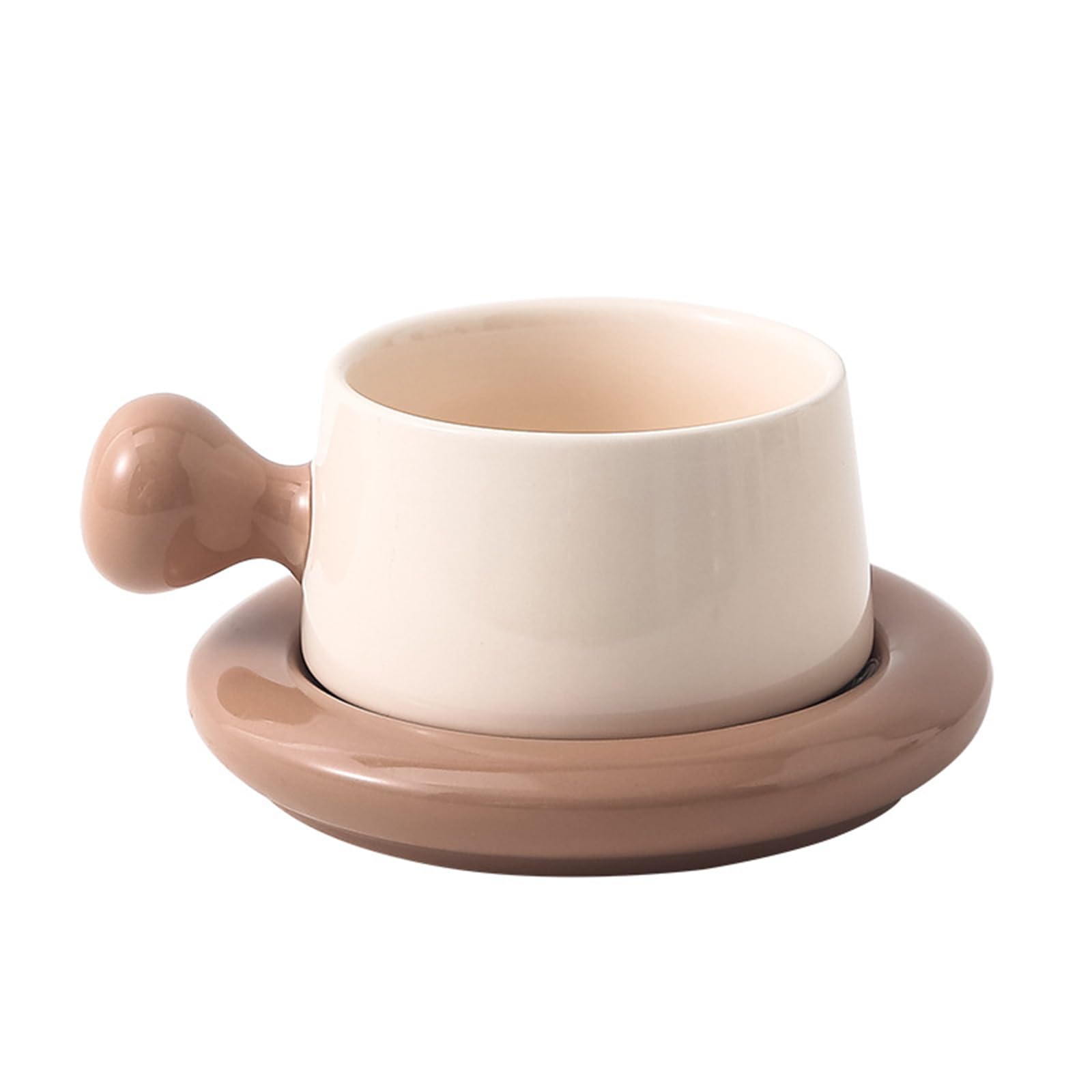 soulnioi Ceramic Coffee Mug 260ml Cute Cup with Coaster,Tea Latte Cup with Handle for Office and Home, Gifts for Women Girls (Coffee)