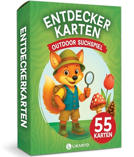 Likarto Entdeckerkarten Kinder Outdoor – 55 Spielkarten Schatzsuche &Amp; Natur Entdecken - Spiele Ab 4, 5, 6, 7, 8, 9 Jahre - Lern- &Amp; Outdoorspiel - Geschenk Für Mädchen &Amp; Jungen