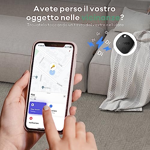 ATUVOS Air Tag Smart Tracker 4 Pieces Black, Bluetooth Find Items Compatible with Apple Where Is (iOS Only, Android Not Supported), Key Locator for Bags, Luggage, Backpacks, Replaceable Battery