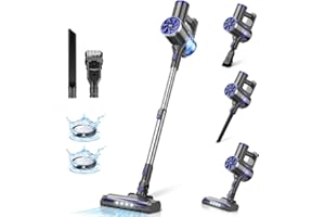 PRETTYCARELIFE Cordless Vacuum Cleaner, Self-Standing, 40Kpa Powerful Suction Stick Vacuum with Smart LED Display, 40Min Long Runtime Brushless Motor, Lightweight Vacuum for Hardwood Floor Carpet Pet Hair (Blue)