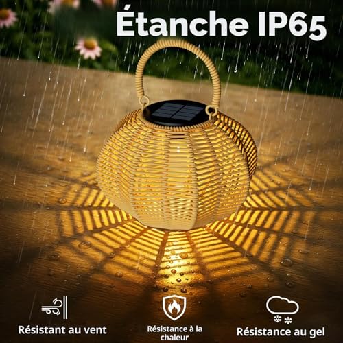 KagoLing Outdoor Solar Lamp, 2 Solar Lanterns Outdoor Waterproof IP65 Hanging Light, Garden Decoration, Suitable for Balconies, Patios, Courtyards and Camping Parties, Gardening Gifts