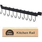 Wrought Iron Kitchen Holder: 10-Hook Wall-Mounted Utensil Rack with Black Finish - Ideal for Pots, Pans, Coffee Mugs