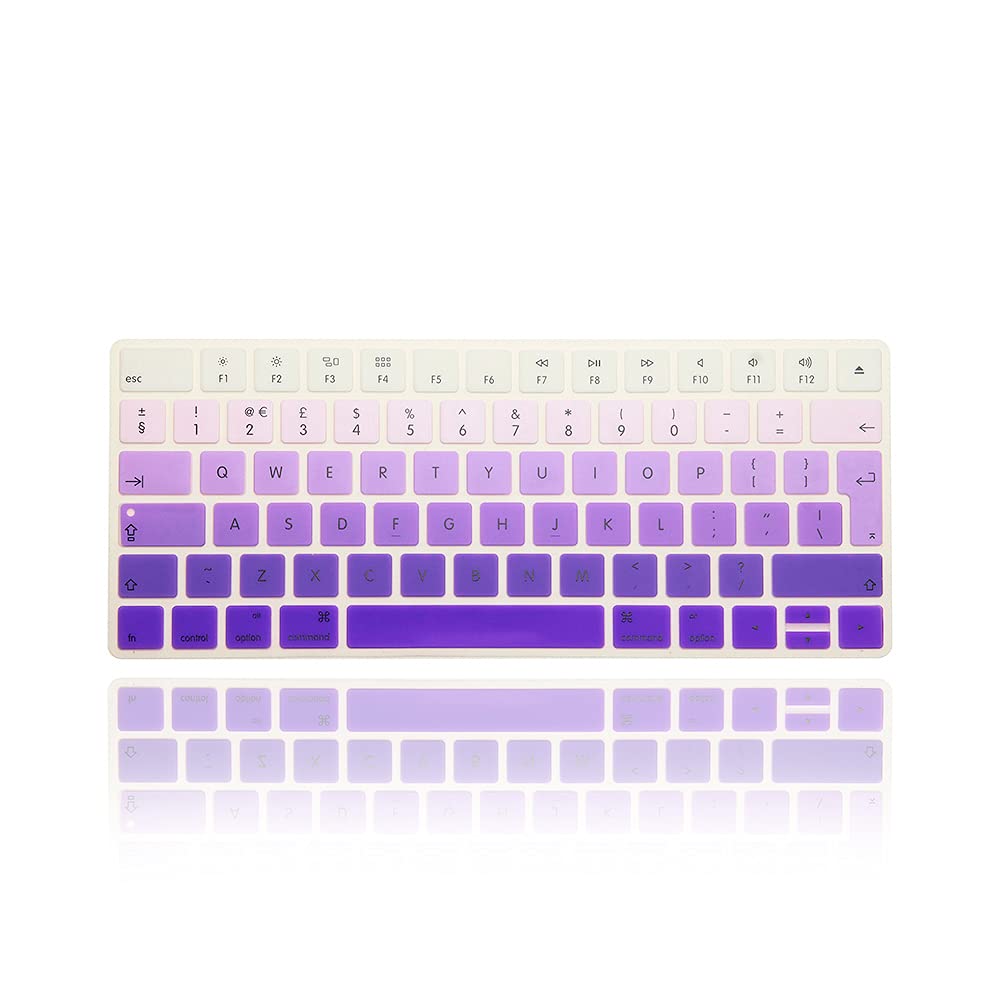 XHLWZR EU/UK English Language Silicone Keyboard Cover Skin for iMac Magic Keyboard and Magic Keyboard 2(U.S Version, Model: MLA22L/A-A1644),Gradient Purple