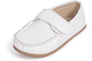 Zoolar Toddler Boys Girls PU Leather Loafers Little Kids Slip-On Texture Flats Boat Wedding Dress Shoes School Uniform Moccasins Daily Walking Shoes(Toddler/Little Kids)