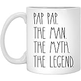 OwingsDesignsPerfect, Pap Pap The Man The Myth The Legend Coffee Mug Pap Pap Rae Dunn Style Rae Dunn Inspired Happy Birthday Best Pap Pap Coffee Mug Fathers Day Mug For Pap Pap 11oz, White