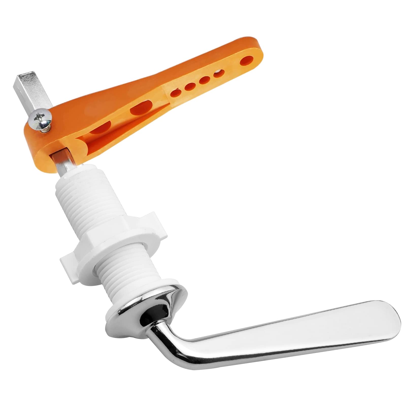 Hinata Zinc Alloy Metal Handle for Toilet Cistern Lever Flush Handle Replacement Kit - Chrome Plated Adjustable Arm