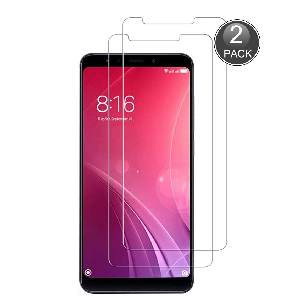 E-Hamii [2-Pack] Screen Protector for Xiaomi Redmi 5, 9H Tempered Glass Protective Cover, HD Protect Film Anti-Scratch and Anti-fingerprint (Note: Not Full Coverage)