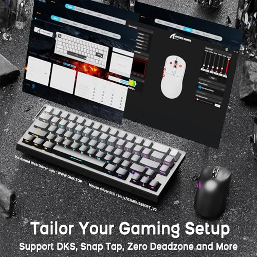 ATTACK SHARK X68 HE Wired Magnetic Keyboard with X3 Wireless Gaming Mouse Combos, 8KHz Rapid Trigger Keyboard, 0.01mm RT Accuracy, 49g SUPERLIGHT Mouse, PAW3395, 26000 DPI - Moonlit Night