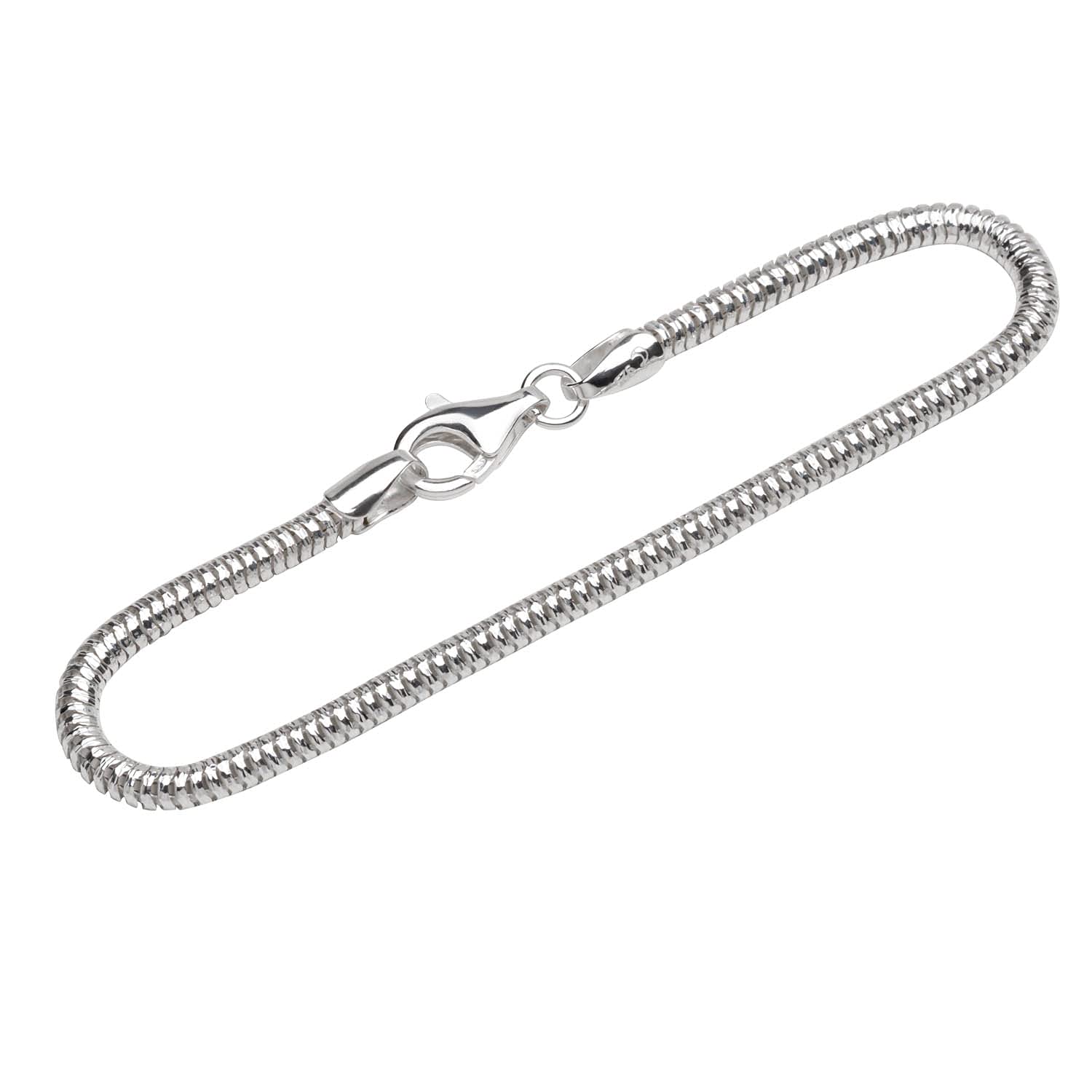 NKlaus bracelet 925 Sterling Silver 19cm snake chain diamond cut ladies design bracelet 12021