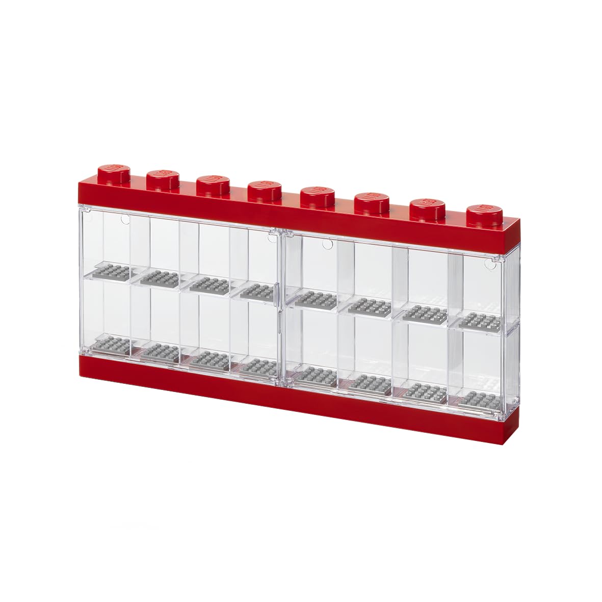 LEGO Minifigure Display Case 16 Red, Stackable Container for Wall or Desk, Space for 16 Minifigures, Home Office Display Cabinets LEGO storage