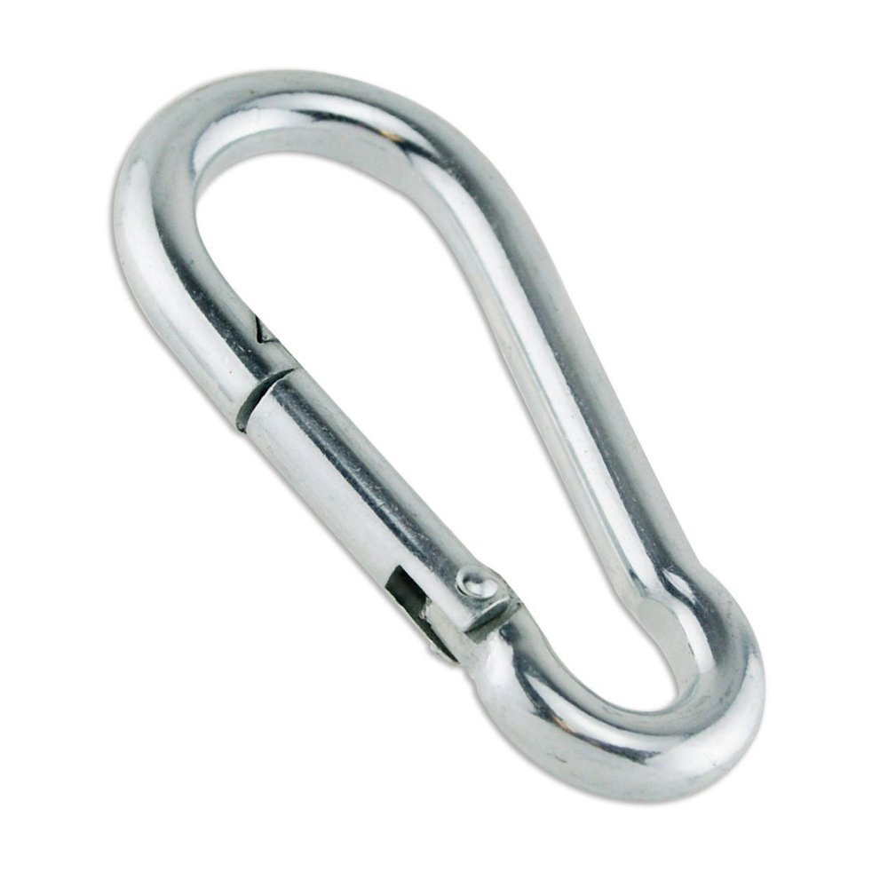 Constrabo® | 10x Carabiner 50 x 5 mm | DIN 5299 C Norm | Galvanised Steel Carabiner Hook with 100 kg Load Capacity | Spring-Loaded Closure with Snap Hook