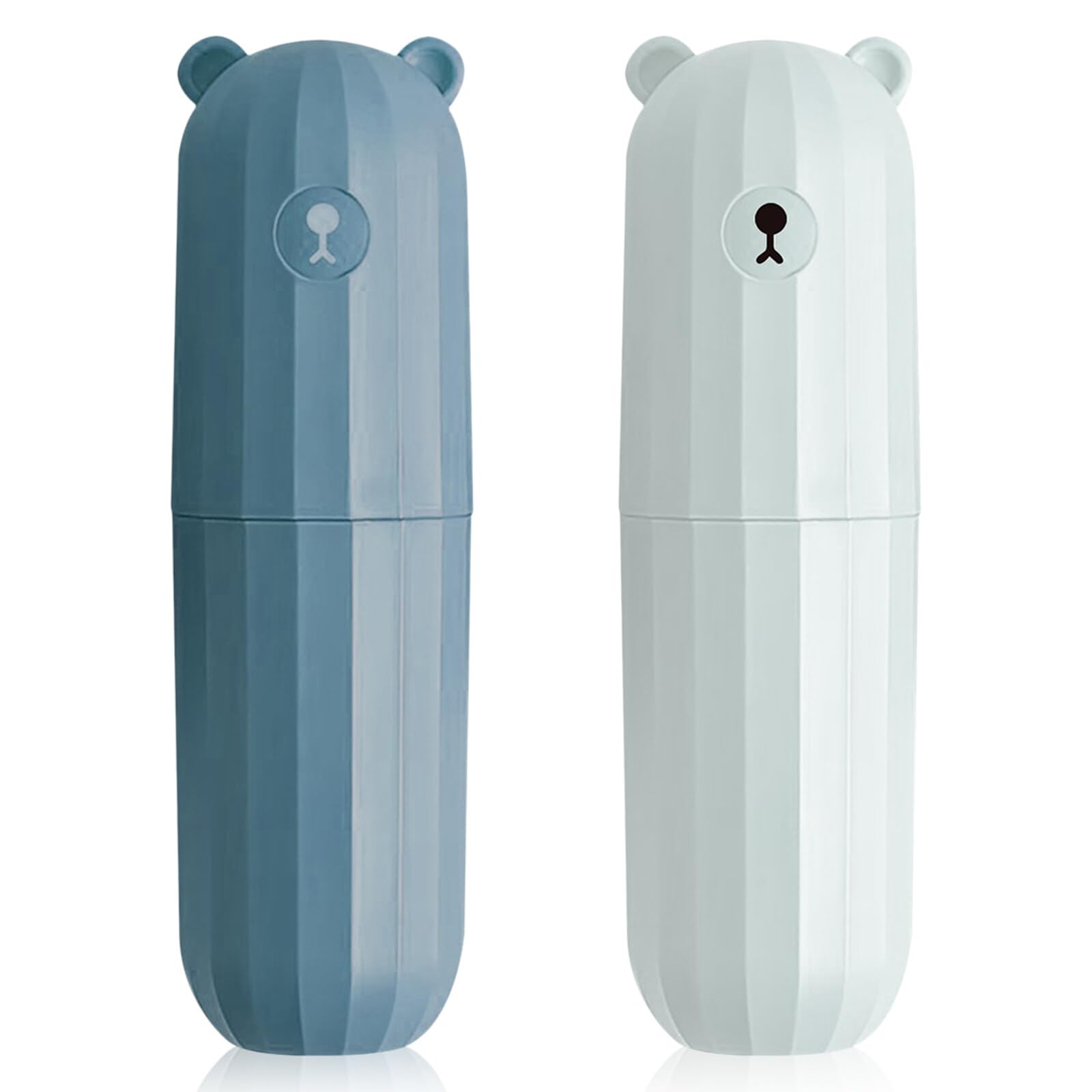 Jadin 2 Pcs Toothbrush Travel Case Cover, Portable Storage Case, Suitable for Home Travel Outdoor Camping Business Trip, 20 x 5.5cm, Deep Blue+Light Blue