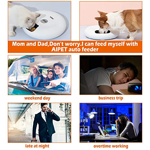 AIPET Automatic Pet Feeder for Dogs and Cats, 6 Meals Programmable
