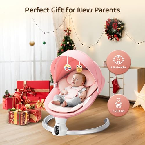 Brolteja Electric Baby Hammock, Electric Baby Rocking Chair for From Birth to 9 Months, Bluetooth and Distance Control Rocking Chair, 5 Swing Modes, with Safety Harness 5 Points