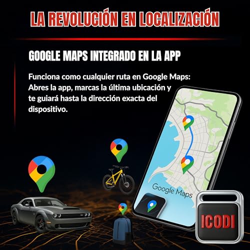ICODI Global Locator for Car without SIM Card Without Distance Limit Without Subscription Google MAPS Integrated Android and iOS 1 Year Battery Tracker Bluetooth Motorcycle, Children, Elderly and Objects