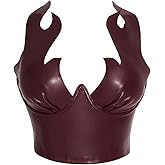 SweatyRocks Women's Plus Size Y2k Going Out Leather Crop Top Punk Push Up Corset Tops Camsiole