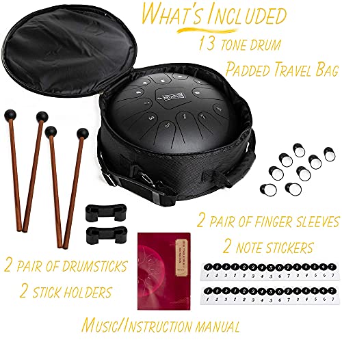 Steel Tongue Drum 13 Note 12 Inch, Handpan Drum, Percussion Instruments