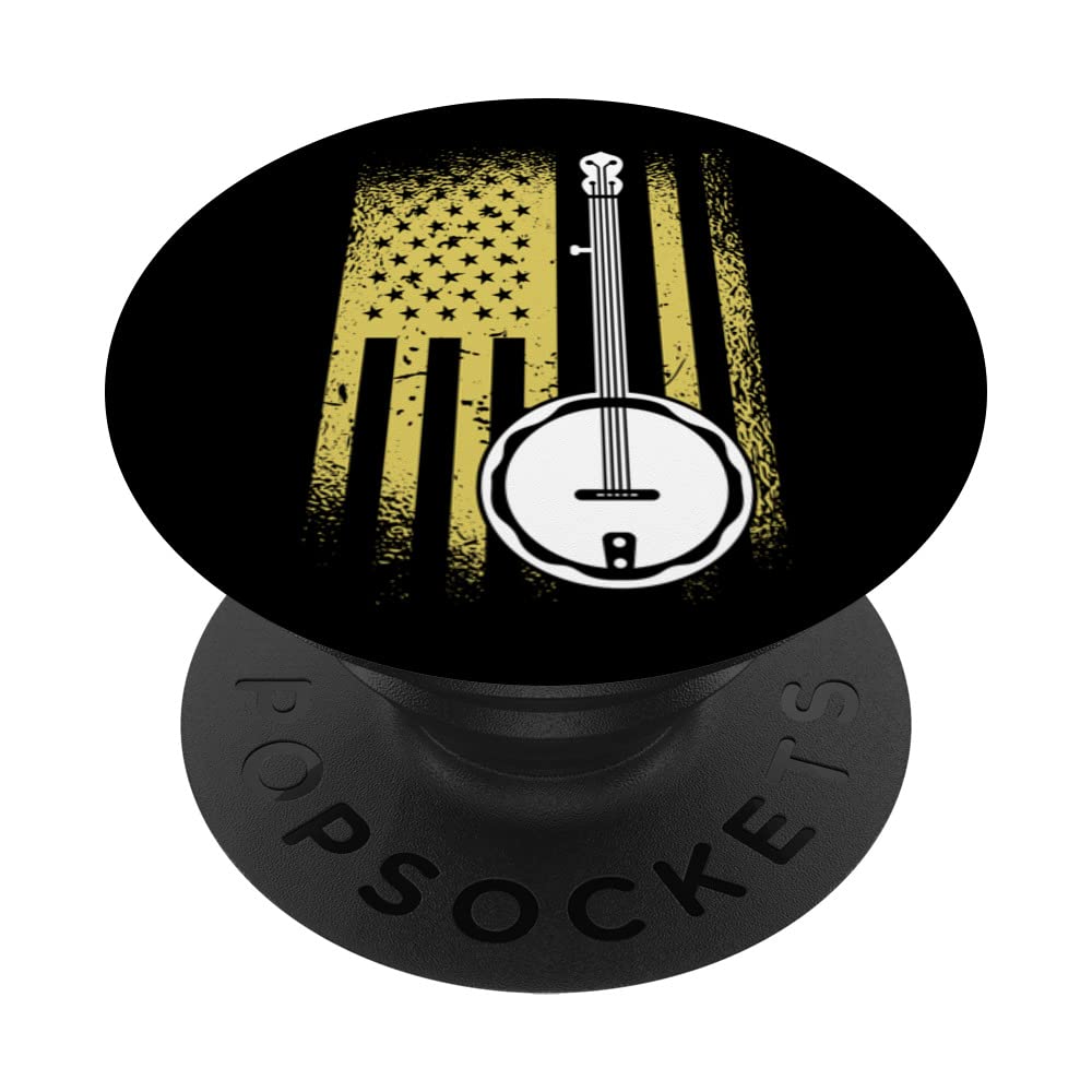 Banjo Player - American Flag - USA Banjo PopSockets Swappable PopGrip