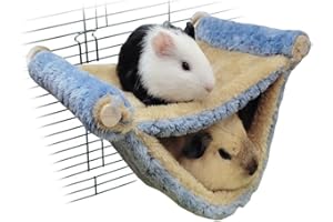 Oncpcare Hanging Rat Platform for Cage 2-Layer Guinea Pig Hammock Bed Cage Accessories for Mouse Chinchilla Rat Gerbil, Blue