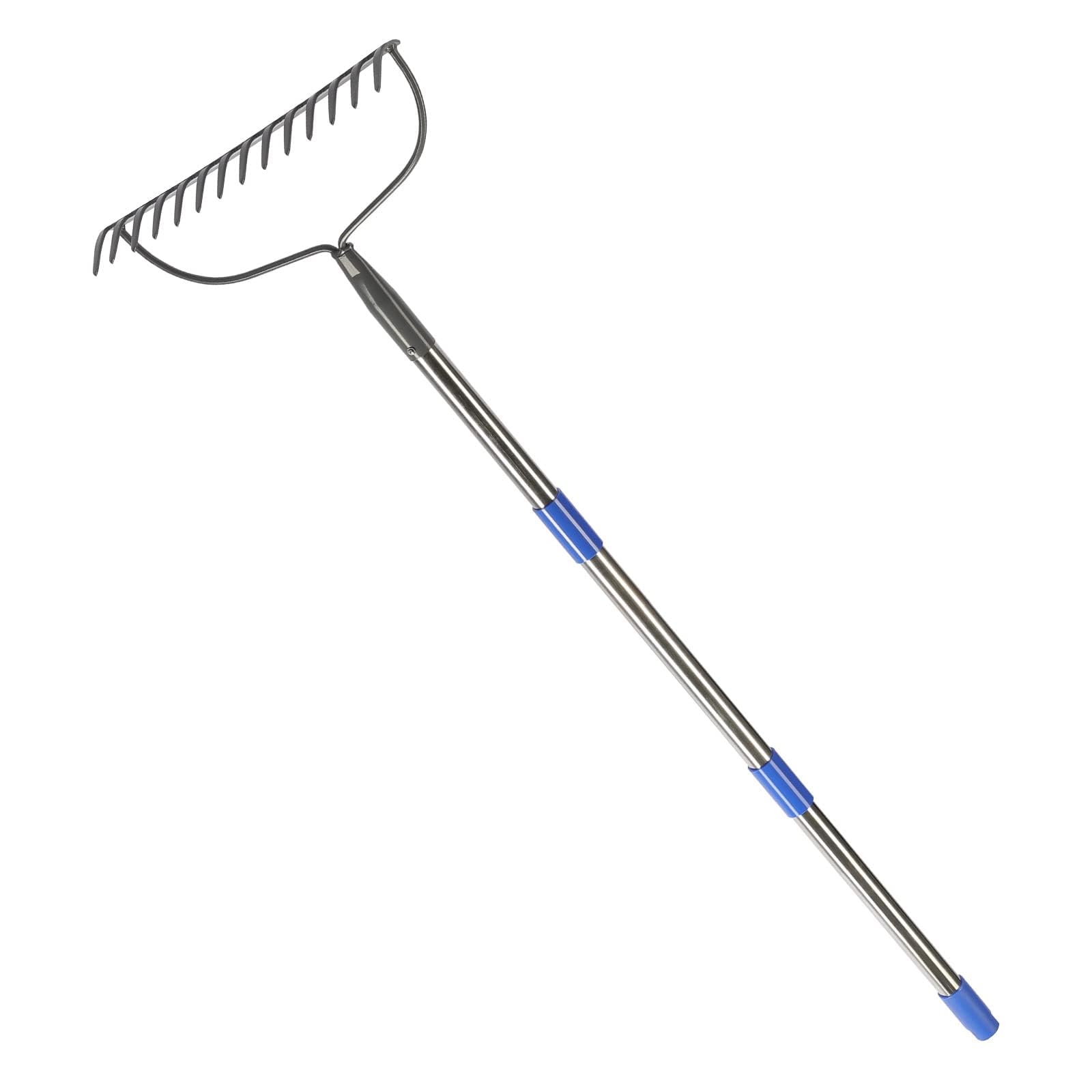 GLORYA Bow Rake with 14 Tines, Metall Rake for Gardening with 192cm Stainless Steel Handle
