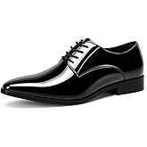 Mens Tuxedo Dress Shoes Faux Patent Leather Formal Oxford Lace-up Business Wedding Suit Dress Shoes Black